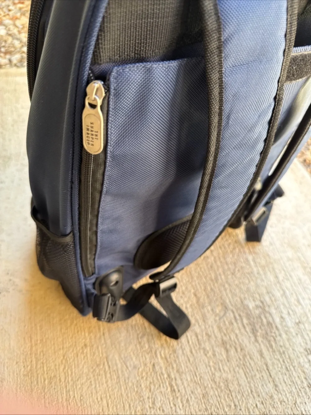 Sharper Image Rolling Navy and Light Blue Backpack Retractable Handle & wheels